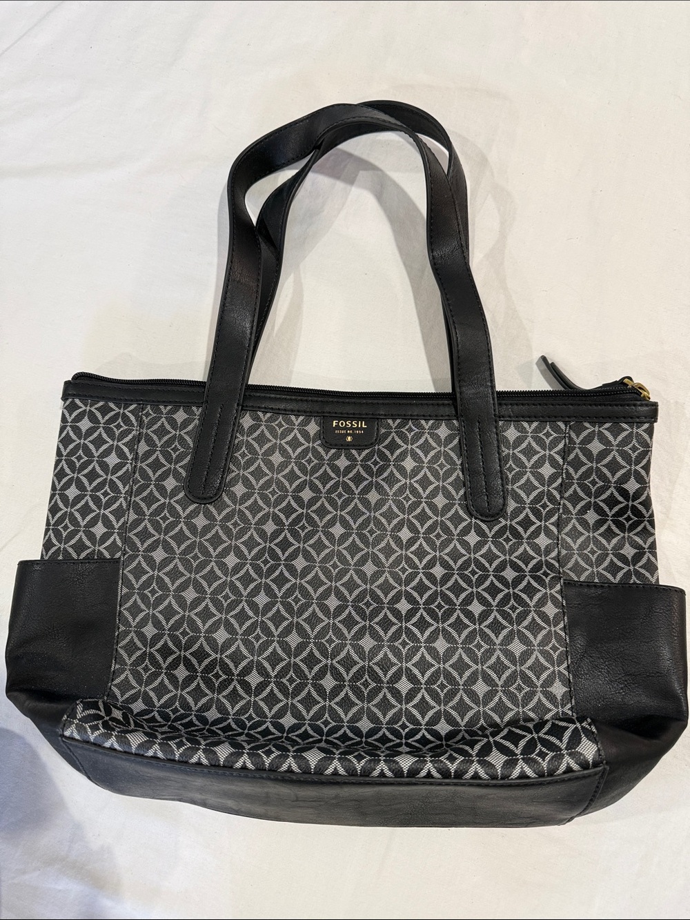Fossil Black and Gray Geometric Tote